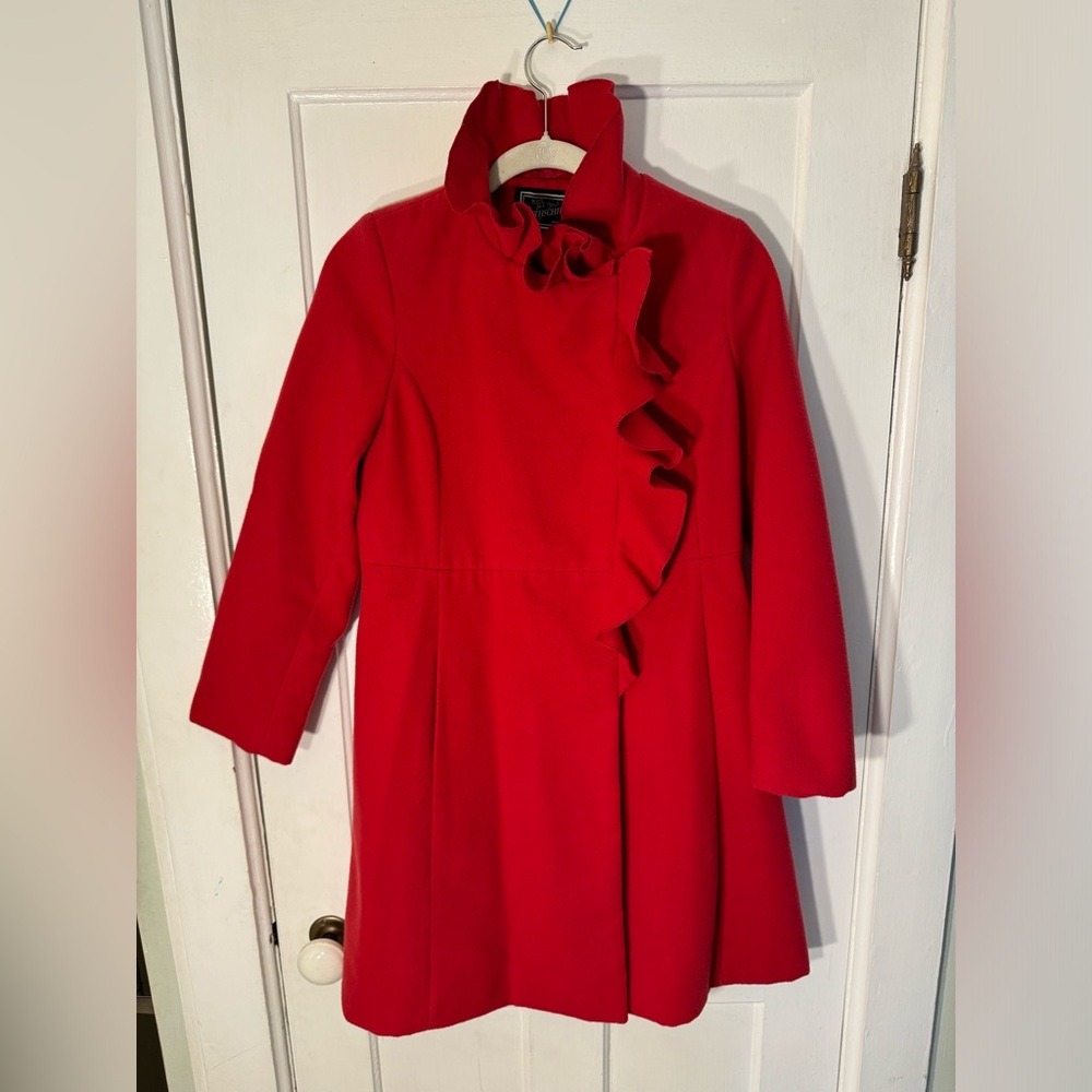Rothschild red ruffle trimmed coat. Girls size 16